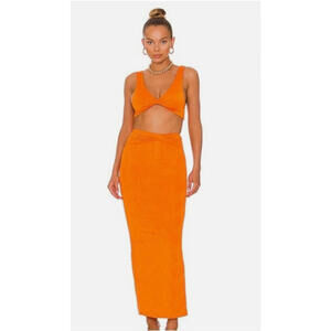 Superdown Joana Maxi Skirt Set in Tangerine Size XXS NWT